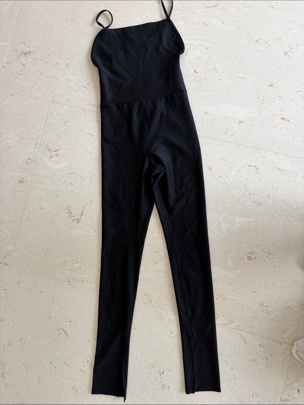 ALO Yoga Black Spaghetti-Strap Jumpsuit Bootcut